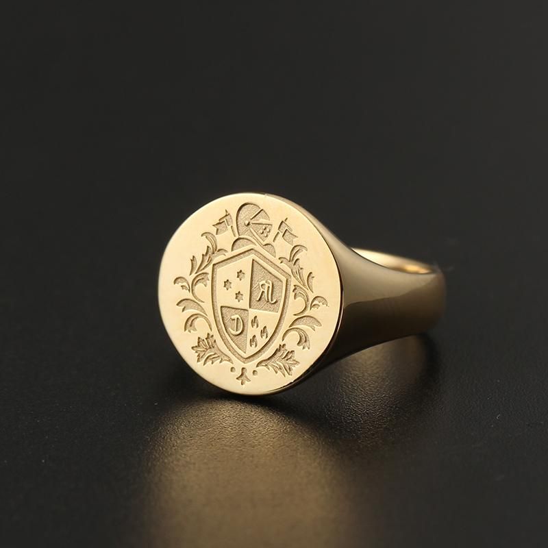 10K Customized Company Anniversary Team Reward - Personalized Platinum Ring with Family Crest Design