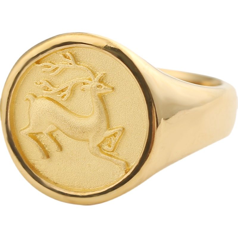 A Deer Has You Ancient Chinese Deer Seal Ring 18k Gold Rose Platinum Tail Ring For Men And Women