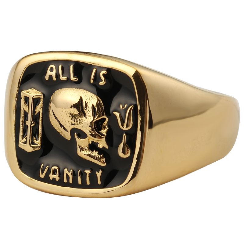 All Is Vanity Skull Ring 18k Gold Platinum European Personality Domdomous Light Luxury