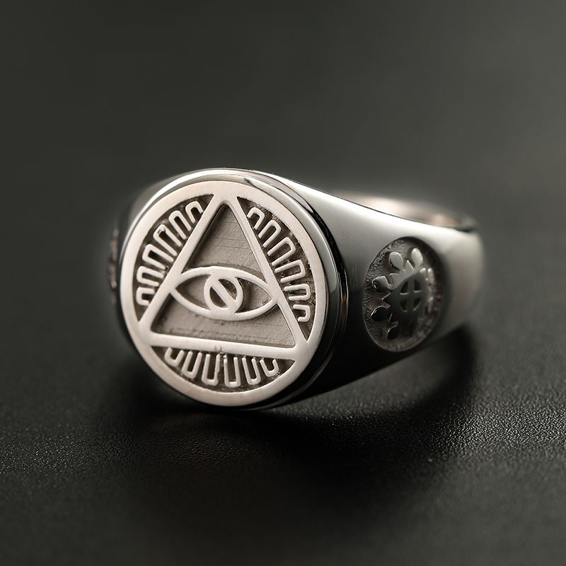 All-seeing Eye of Providence Three-dimensional Ring with 10K Gold, Rose Gold or Platinum Freemasonry Europe and America Fashion Personality Men Rings Original Design