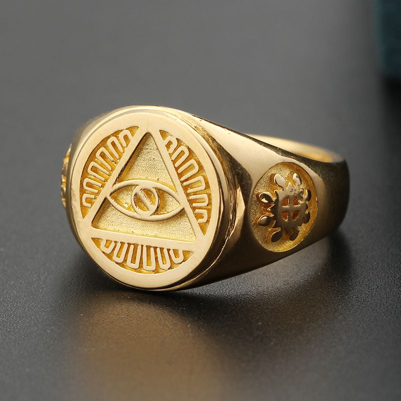 All-seeing Eye of Providence Three-dimensional Ring with 14K Gold, Rose Gold or Platinum Freemasonry Europe and America Fashion Personality Men Rings Original Design