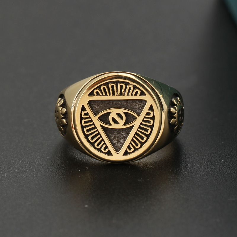 All-seeing Eye of Providence Three-dimensional Ring with 18K Gold, Rose Gold or Platinum Freemasonry Europe and America Fashion Personality Men Rings Original Design