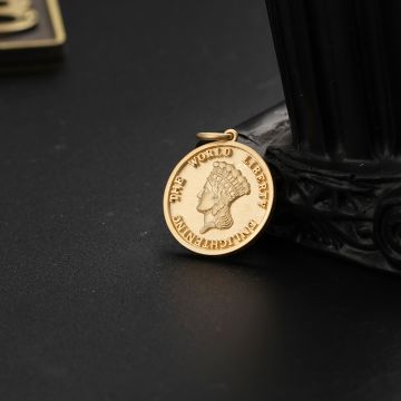 Ancient Rome U.S.A Statue of Liberty Small gold coin Necklace with 14K Gold, Rose Gold or Platinum Vintage Coin Pendant Customized