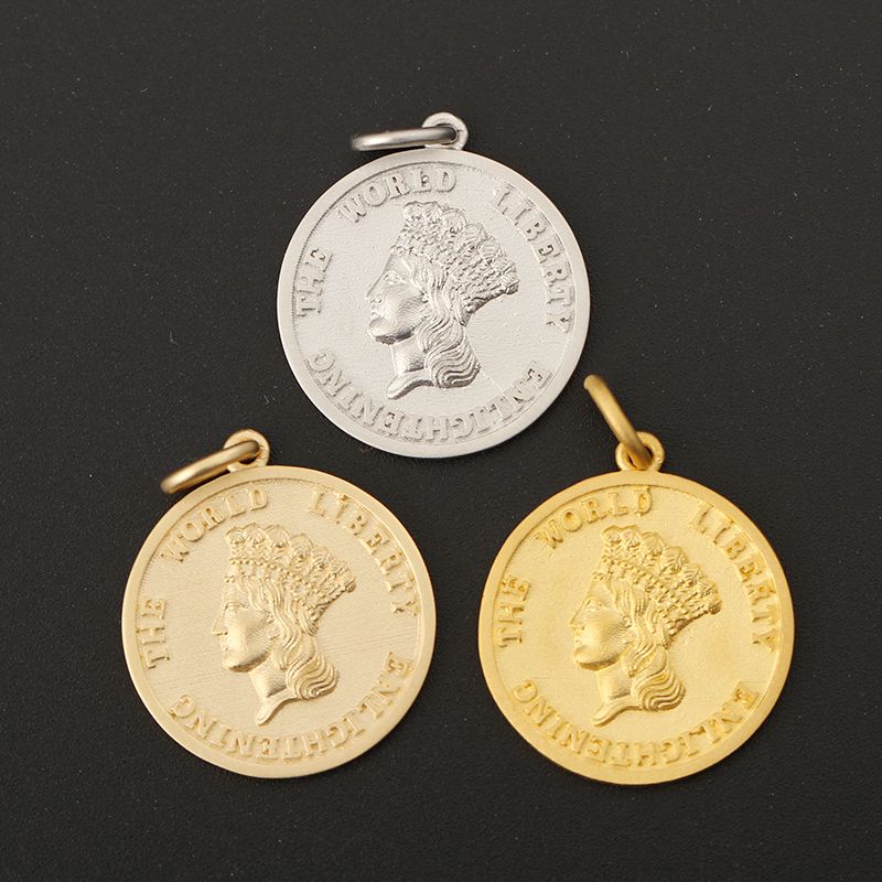 Ancient Rome U.S.A Statue of Liberty Small gold coin Necklace with 18K Gold, Rose Gold or Platinum Vintage Coin Pendant Customized
