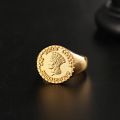 Ancient Rome U.S.A Statue of Liberty Small gold coin Ring with 18K Gold, Rose Gold or Platinum Vintage Customized