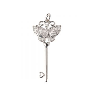 Butterfly Free Key Pendant 18k Gold + diamonds 0.110ct/37 Free Idyllic Life