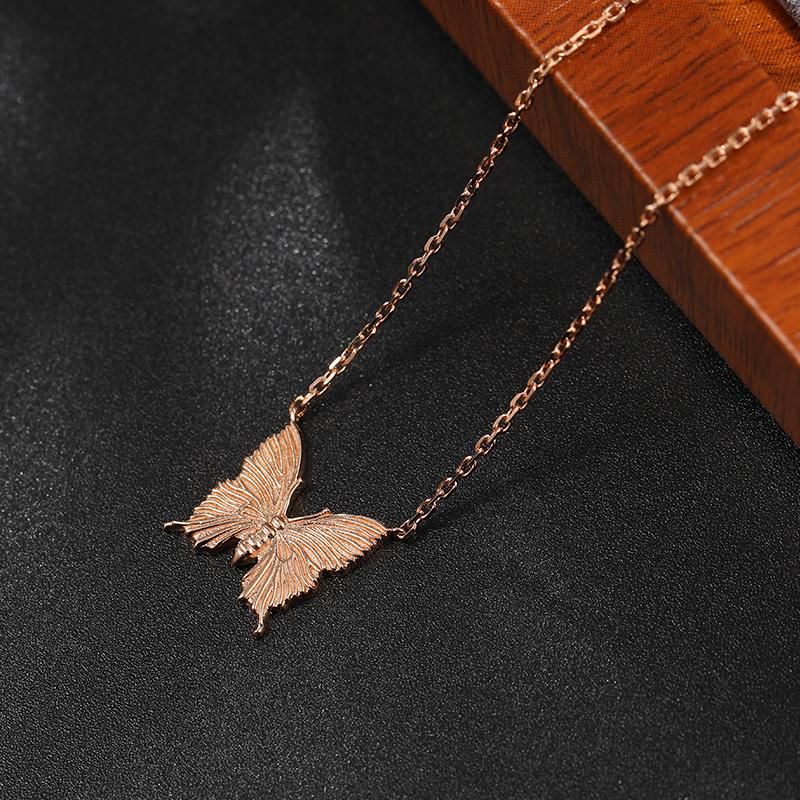 Butterfly Pendant - Transformational Journey from Cocoon to Butterfly in 10K White Gold, Rose Gold, or Platinum with Original Chinese-Style Design for Women