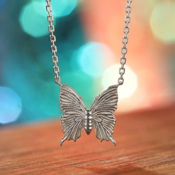 Butterfly Pendant - Transformational Journey from Cocoon to Butterfly in 14K White Gold, Rose Gold, or Platinum with Original Chinese-Style Design for Women