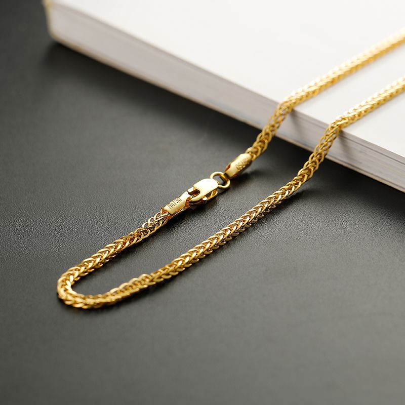 Chopin Chain 18K Yellow Gold Necklace Golden Universal Versatile Men and Women Classic Fashion AU750 Plain Gold Chain