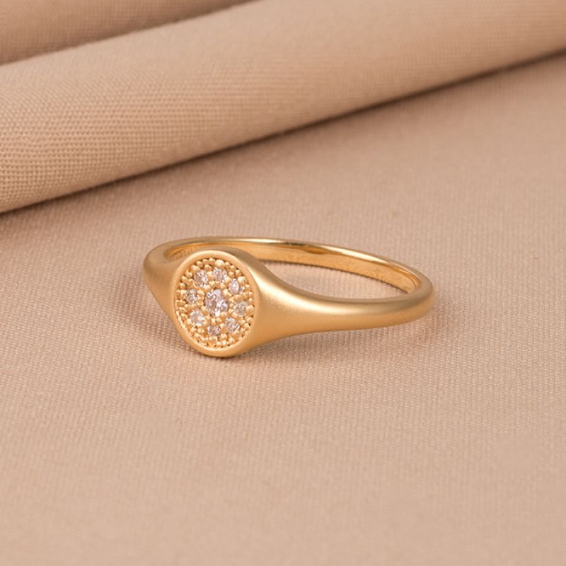 A Cluster Of Diamond Rings Set With Stars 14K Gold Naturally Very Small Diamond Women Rings Japanese Light Luxury