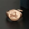 A Deer Has You Ancient Chinese Deer Seal Ring 14K Gold Rose Platinum Tail Ring For Men And Women