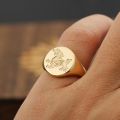 Brave Troops Pi Xiu Diamond Ring 10K Gold Set With Natural Diamonds Auspicious Animal Chinese Style State Tide Retro Seal Badge