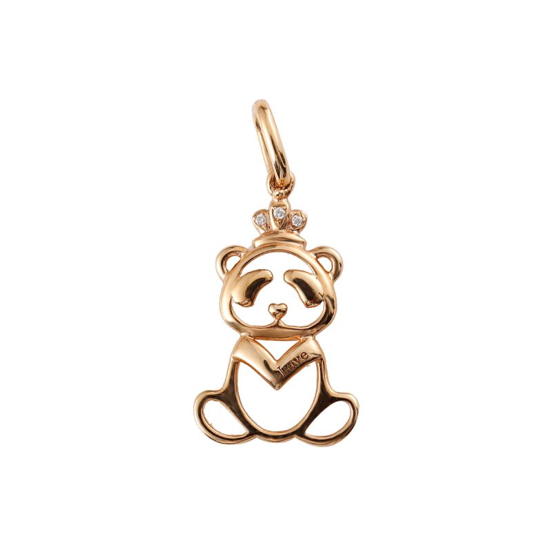 Little Bear Sustenance Love Pendant 10K Gold + 0.01ct/3 Cute Personality Customization