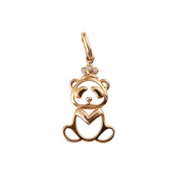 Little Bear Sustenance Love Pendant 10K Gold + 0.01ct/3 Cute Personality Customization