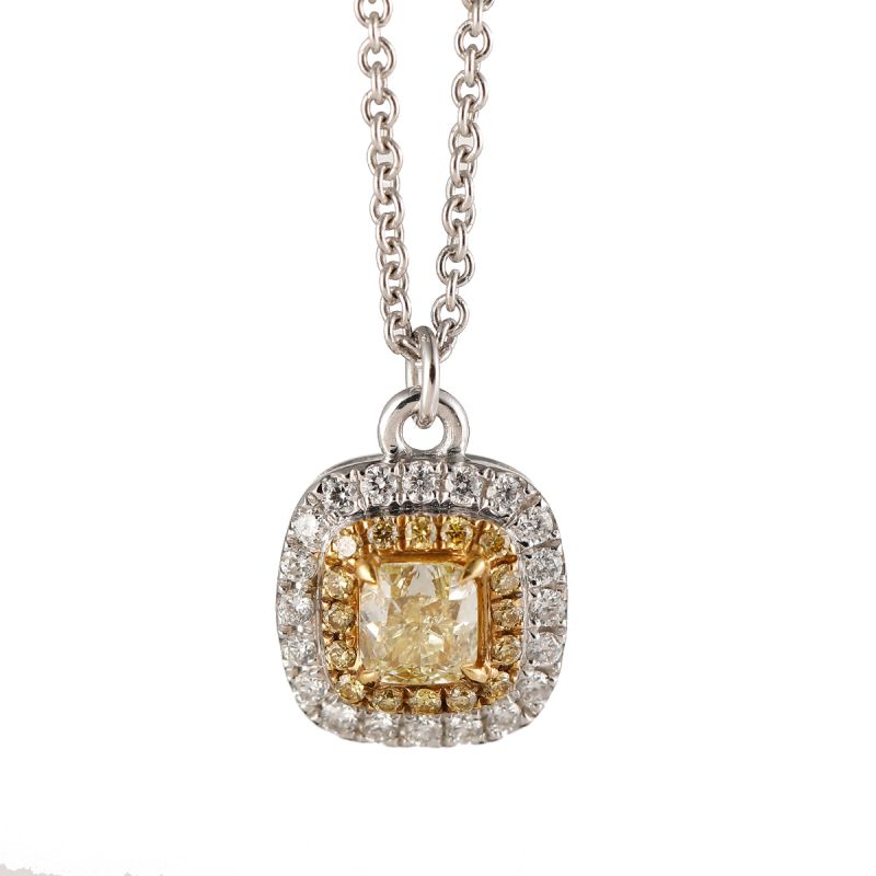 Square Yellow Diamond Pendant 10K Gold Successfully Matured And Generously Customized