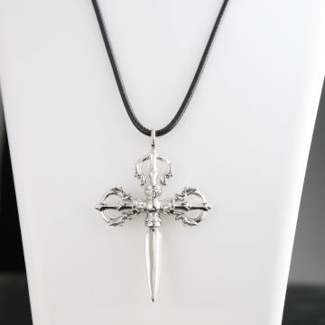 Cross Diamond Peg Puba Demon Subduing Pestle Pendant 10K Gold Platinum Creative Necklace