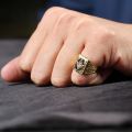Freemasonry Ring 10K Gold Rose Platinum Pattern Badge European American Men's Ring Personalized Customization