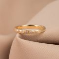 Half Circle Full Diamond Ring In 14K White Yellow Rose Gold Starry Diamond Platinum Women Ring Genuine And Fresh