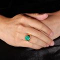 Malachite Seal Ring 10K Gold Rose Color Gold Platinum Natural Color Gems Light Luxury Personality Ring For Men And Women
