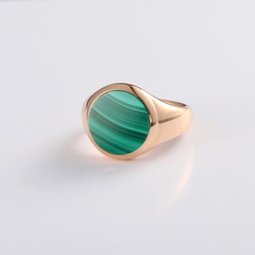 Malachite Seal Ring 14K Gold Rose Color Gold Platinum Natural Color Gems Light Luxury Personality Ring For Men And Women