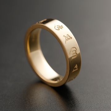 Om Mani Padme Hum Ring 14K White Yellow Rose Gold Platinum Sanskrit Mantra Men And Women Creative Personality