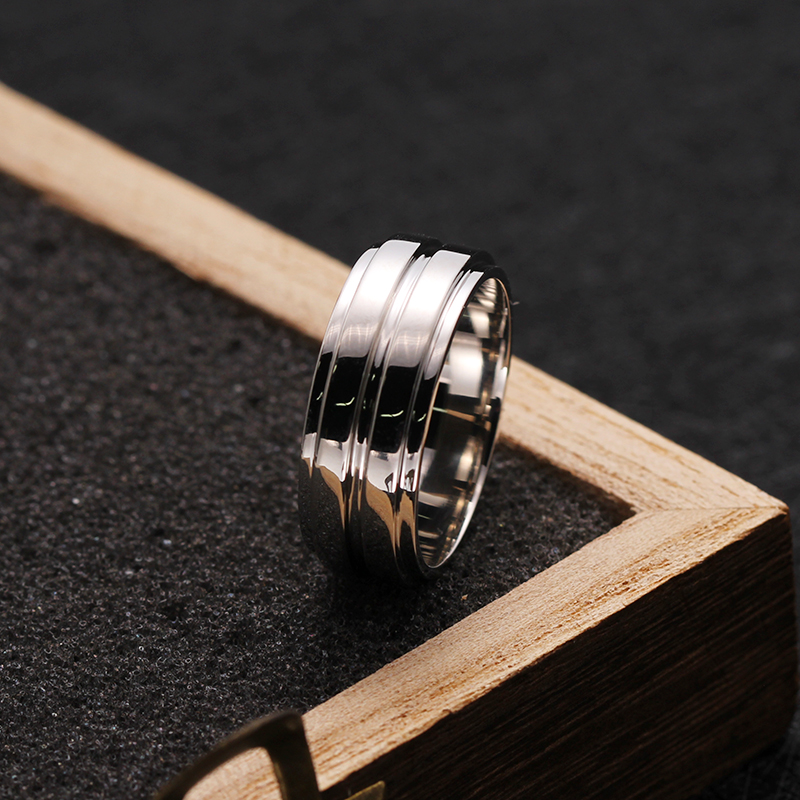 Pt950 Platinum Mens Ring 10K White Rose Gold Hipsters Domineering Simple European And American Style