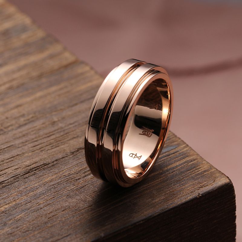 Pt950 Platinum Mens Ring 14K White Rose Gold Hipsters Domineering Simple European And American Style