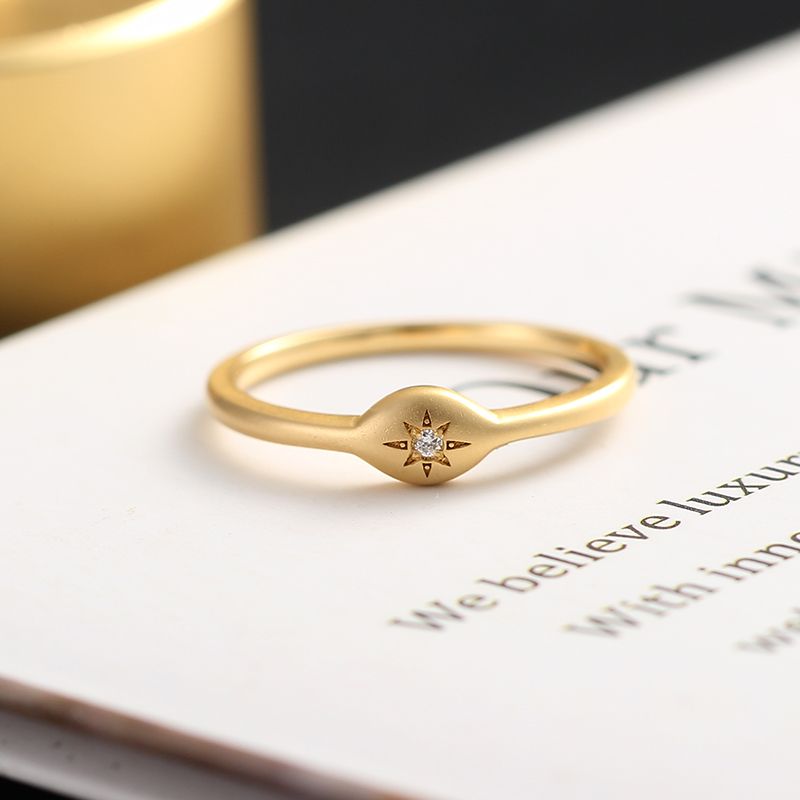Stars Simple Diamond Women Ring 14K Yellow Rose Gold Natural Diamonds Platinum Very Fine Circle Design