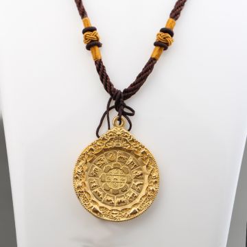 Tibetan Biography Padmasambhava Manjusri Nine Palaces Eight Diagrams Token 10K Gold Platinum 12 Zodiac Waist Pendant