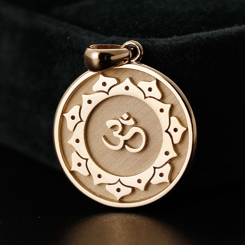 Ioga OM Símbolo em sânscrito Pendente de 14K colar de platina de ouro colar  feminino Pendante criativo personalizado