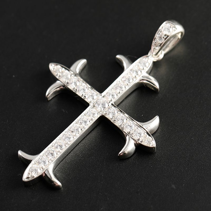 Diamond Cross Pendant for Men 10K Real Yellow White Rose Gold Platinum Crucifix Necklace for Women Zircon 23pcs/27pcs