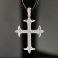 Diamond Cross Pendant for Men 14K Real Yellow White Rose Gold Platinum Crucifix Necklace for Women Zircon 23pcs/27pcs