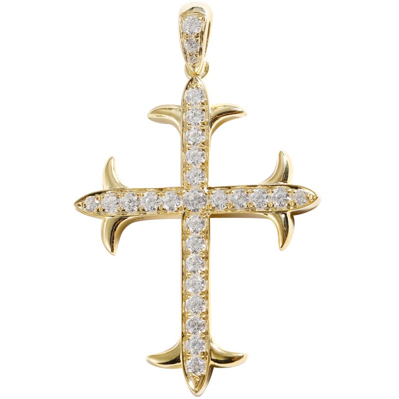 Diamond Cross Pendant for Men 18K Real Yellow White Rose Gold Platinum Crucifix Necklace for Women 0.7 / 2.2 ct.