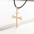 Diamond Cross Pendant for Men 18K Real Yellow White Rose Gold Platinum Crucifix Necklace for Women Zircon 23pcs/27pcs