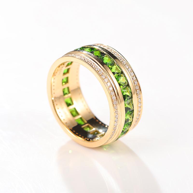 Emerald Ring for Men - 10K Gold Rose Gold or Platinum with Natural Colored Gemstone - Unique and Luxurious Original Design