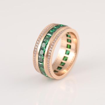 Emerald Ring for Men - 18K Gold Rose Gold or Platinum with Natural Colored Gemstone - Unique and Luxurious Original Design