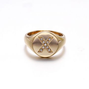 English Alphabet Diamond Ring 18k Gold Men And Women European American Personality Customization