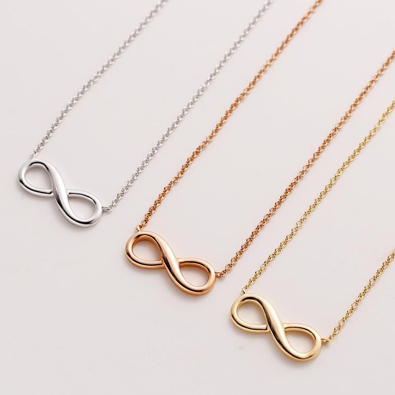 Infinite Love Pendant - Endless ∞ Symbol Necklace in 14K White Gold, Rose Gold, or Yellow Gold for Women