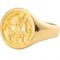 Knight Ring Men Trendy Personality 18K Gold Light Luxury Badge Little Finger Tail Ring Customization