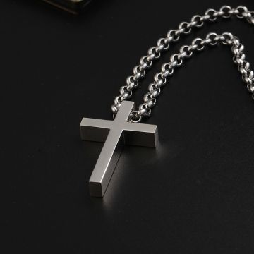 Cross Necklace Mens 18K Gold Platinum Rose Big Cross Pendant Retro Classic Simple