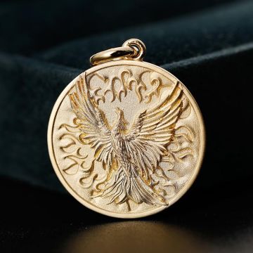 Phoenix Reborn from the Flames Pendant - 10K Gold or Platinum Unique and Original Design for Men and Women