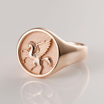 Poetry and Far Away Pegasus God of Hope Ring in 10K Gold Platinum Devise Light luxury