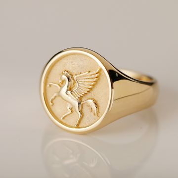 Poetry and Far Away Pegasus God of Hope Ring in 14K Gold Platinum Devise Light luxury