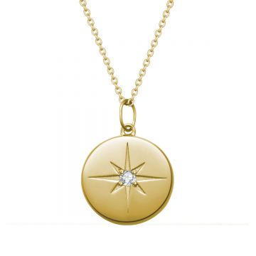 Polaris Love Direction Star Diamond Necklace 10K Yellow Gold White Rose Colored Real Diamond Female Pendant Small Badges