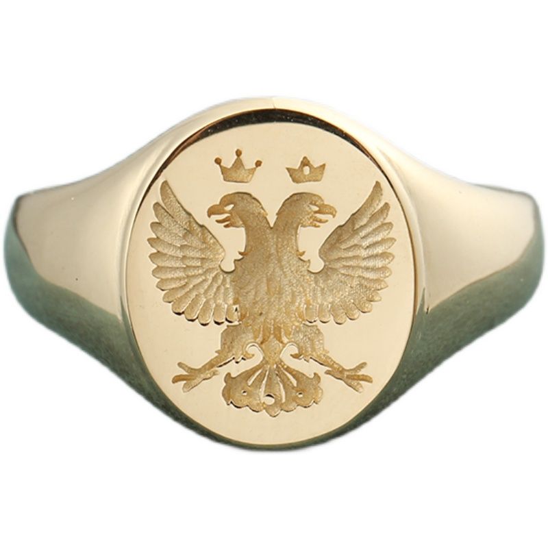 Russian Double-headed Eagle Seal Ring 18k Gold Rose White Platinum Light Luxury Men Custom