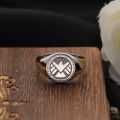 14K Customized Company Anniversary Team Reward - Personalized Platinum Ring with Family Crest Design