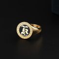 14K Customized Company Anniversary Team Reward - Personalized Platinum Ring with Family Crest Design