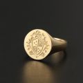 14K Customized Company Anniversary Team Reward - Personalized Platinum Ring with Family Crest Design