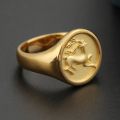 A Deer Has You Ancient Chinese Deer Seal Ring 18k Gold Rose Platinum Tail Ring For Men And Women