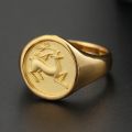 A Deer Has You Ancient Chinese Deer Seal Ring 18k Gold Rose Platinum Tail Ring For Men And Women